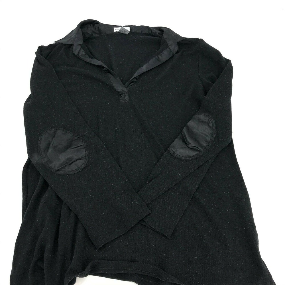 For Your Comfort Black V-Neck Elbow Pad Top Women’s Size Large